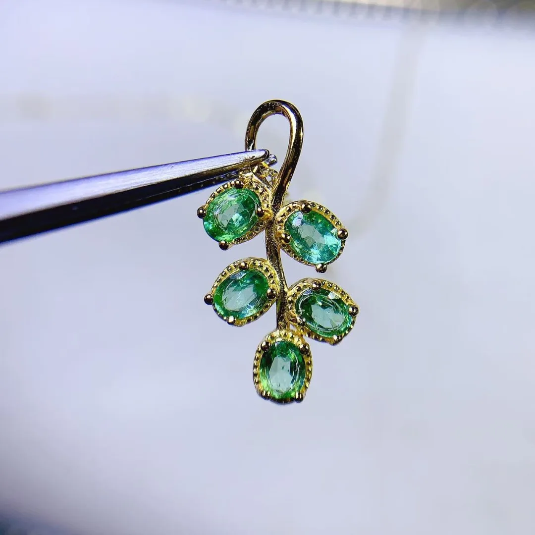 Ethnic Fashion Design - Liontin Perak S925 dengan Batu Zamrud
