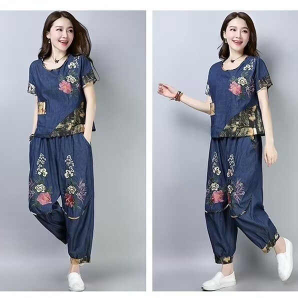 New Ethnic Fashion - Setelan Wanita Ukuran Besar Gaya Etnik