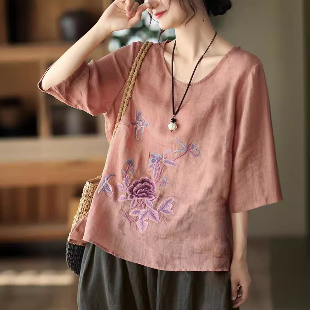 Blus Retro Musim Panas Wanita  - New Ethnic Fashion ulasan dan harga