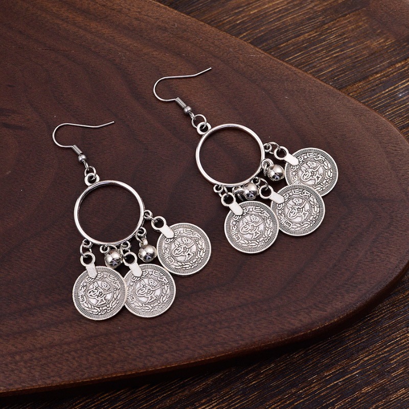 Anting-anting koin bergaya etn - Ethnic Fashion Co In ulasan dan harga